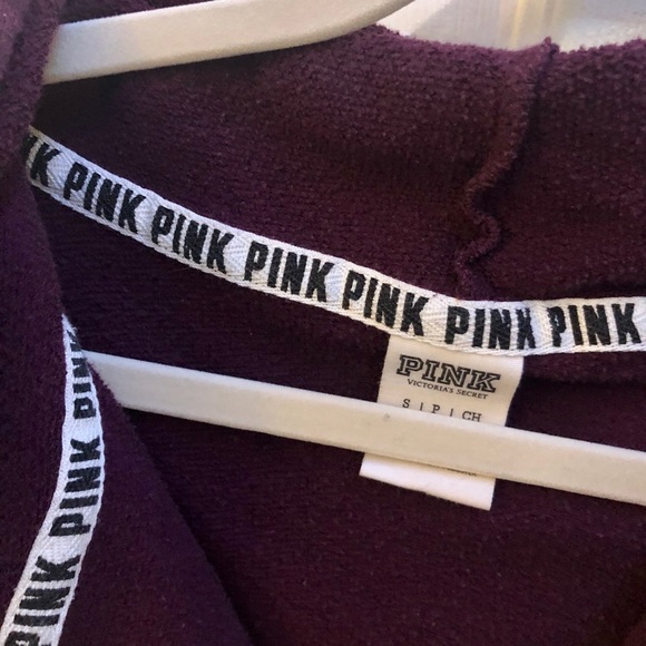 PINK zip hoodie. Maroon, white, grey. Hood letters - Picture 5 of 6